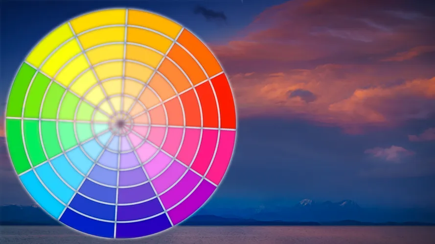 example of colour harmony in photography with colour wheel