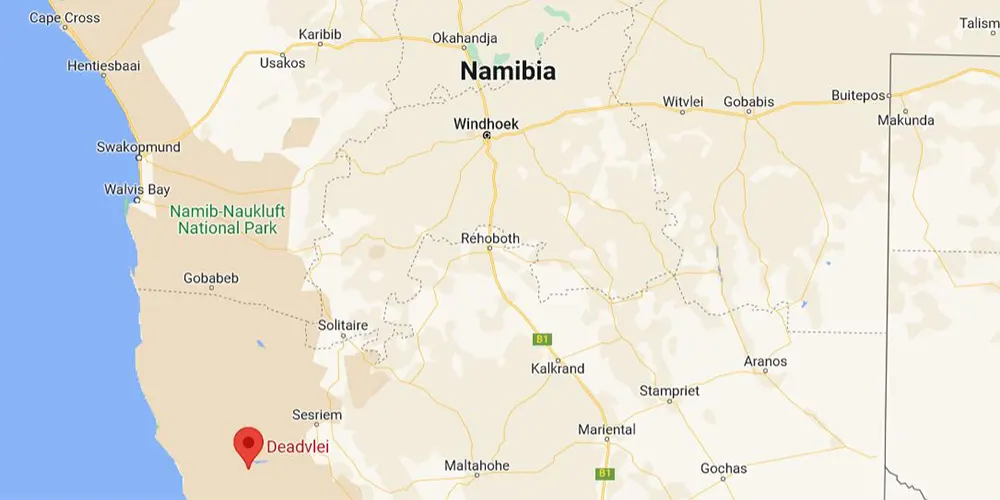 Map to where deadvlei is in Namibia