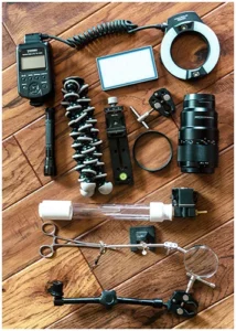 A photo of macro photography accessories.