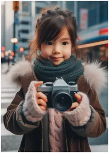 Little girl learning the concepts of photography