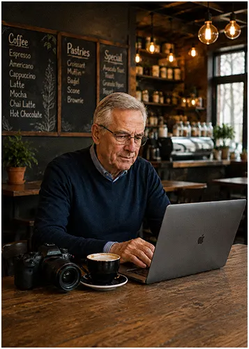 how to sharpen photos man at coffee shop